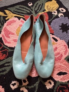 Lucky Brand Mint Green Leather Slip-On Ballet Flats